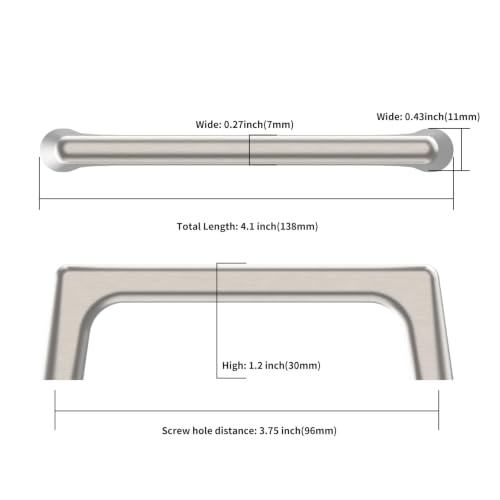Asidrama 6 Pack 3.75 Inch(96mm) Brushed Satin Nickel Cabinet Pulls Cabinet Handles Cupboard Handles Kitchen Cabinet Hardware for Cupboard Drawer Pulls - color: Brushed Satin Nickel, size: 3.75" Hole Center, style: 6 Pack
