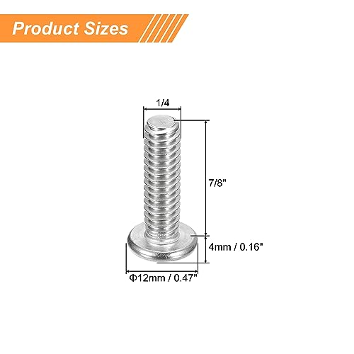 uxcell 1/4-20x7/8 Pan Head Machine Screws, 304 Stainless Steel 18-8 Screw, Phillips Drive, Fully Threaded, Bright Finish, Pack of 25 - size: 1/4-20x7/8"