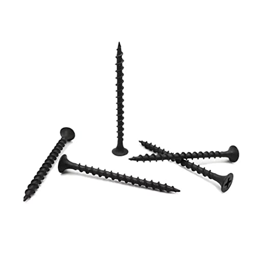 #6 x 2 Drywall Screws 180PCS Coarse Thread Wood Screws 1 LBS Flat Truss Head Self Tapping Screws Black Phosphate Coated Stainless Fast Self Tapping LZDRY-013 - color: 1 LB, size: #6x2