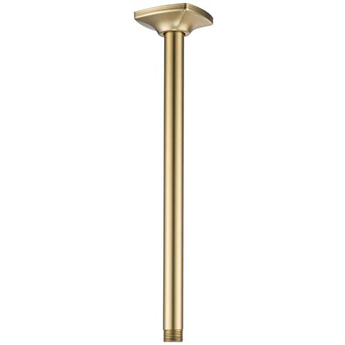 Ceiling Mount Shower Arm with Flange, 12 Inch(300mm) Shower Arm, Brushed Gold Straight,SW-91038-12BG. - color: R-angle Square Flange-12" Brushed Gold