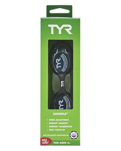 TYR Kids' Swimple Goggles - Colorful Swim Goggles for Beginners - color: Blue/Black