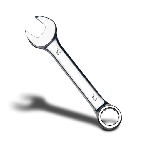 zhax 10mm Metric Stubby Combination Wrench, 12 Point Box End, 15 Degree Offset Design, Mirror Polish Finish, Forged CR V Steel, Hand Tools for Mechanics, Ideal for Auto and Home Repair - size: 10mm