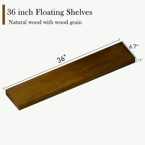ROGMARS 36 Inches Long Walnut Floating Shelves - color: Walnut, size: 36 Inch set of 4
