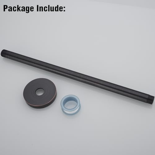 RANDOM 16 Inch Shower Arm with Flange,Stainless Steel 90 Degree Rain Shower Head Extension Arm,Wall-Mounted Shower Head Arm for Fixed Shower Head,Oil Rubbed Bronze.RD91018-16-ORB - color: 16″Oil Rubbed Bronze(Round Flange)