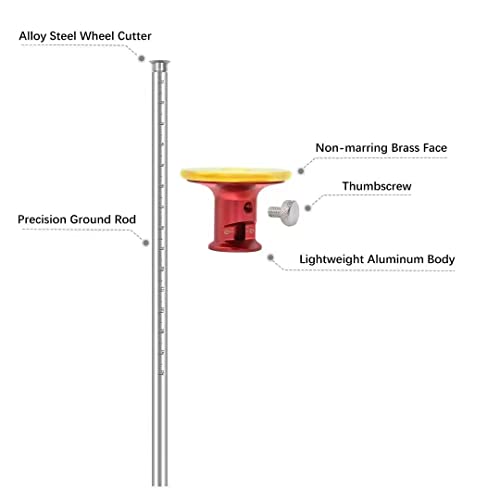 YOSELIN Wheel Marking Gauge Reader Window 8 Inch | Wood scribe layout with dual fixed cutters. Easy read scale eliminates bend-down guesswork. Speeds cabinet project workflow. - color: Red