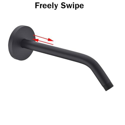 RANDOM Matte Black Shower Arm with Flange,10 Inch Rain Shower Head Extension Arm.RD91018-10-MB - color: 10″ Matte Black(Round Flange)