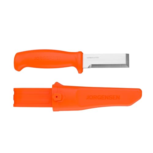 Jorgensen Wood Chisel Knife with Sheath, SK5 Carbon Steel Blade | Ergonomic Handle & Full Tang Design, Wood Chisel for Woodworking, Ideal for Carving, Whittling and Splitting