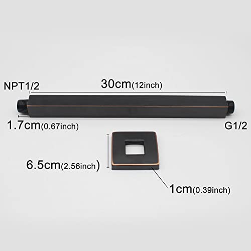 Enga Brass Shower Arm with Flange, 12 Inch Ceiling Mount Shower Head Extension,Oil Rubbed Bronze - color: Oil Rubbed Bronze, style: 12 Inch