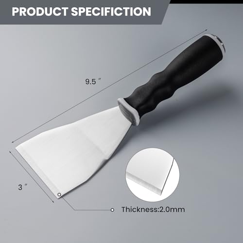 Mister Rui 2 Pack 3" Bent Paint Scraper & 10-in-1 Putty Knife, Stainless - color: 10 in 1 and 3" Bent Putty Knife