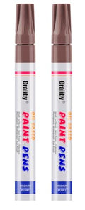 Brown Paint Markers, 2 Pack Oil-Based Waterproof Quick Dry Permanent Paint Pen Set for Rocks Painting, Wood, Fabric, Plastic, Canvas, Glass, Mugs, Metal, Tire, Stone, DIY Craft - color: Brown
