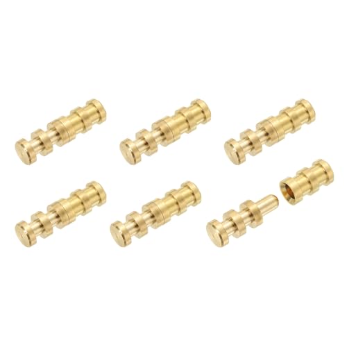 uxcell 6Pcs Table Leaf Dowel Pin, 8x8x29mm Brass Table Top Leaf Alignment Pins Desk Bolt Sleeve Connectors for Furniture Cabinet Wooden Box, Gold Tone - size: 8x8x29mm