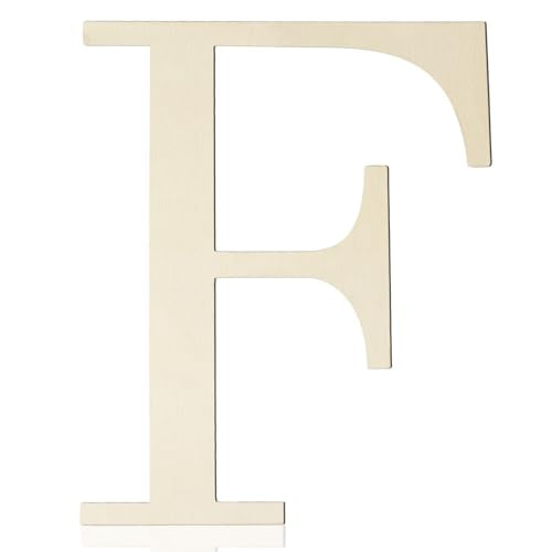 12 Inch Large Wooden Letters F for Wall Decor Unfinished Wood Letter Cutout | Paintable Alphabet Letter for DIY Wood Crafts Project 1/5 Inch Thick Cutouts Birthday Wedding Party Home Name Sign Decoration - color: F