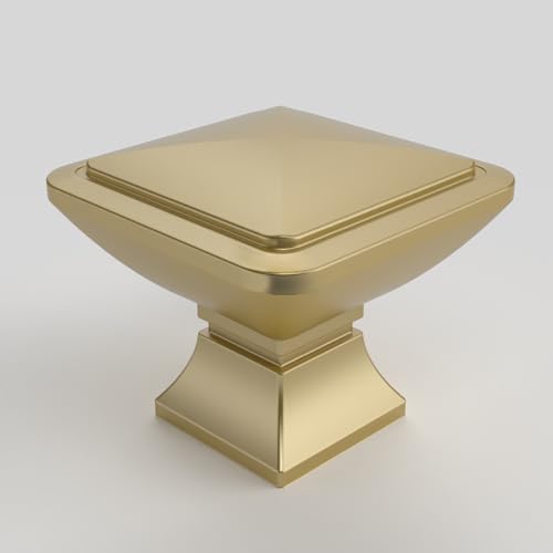 9BUILD 10 Pack Brushed Gold Cabinet Knobs,Solid Square Drawer Pulls - color: Brushed Gold, size: 1.2"/30MM