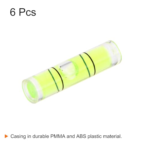HARFINGTON 6pcs Small Cylindrical Bubble Level Vials 6x24mm PMMA Mini Horizontal Bubble Spirit Level Measuring Layout Tools for RV TV Picture Frame Hanging Tool Leveler - size: 6x24mm