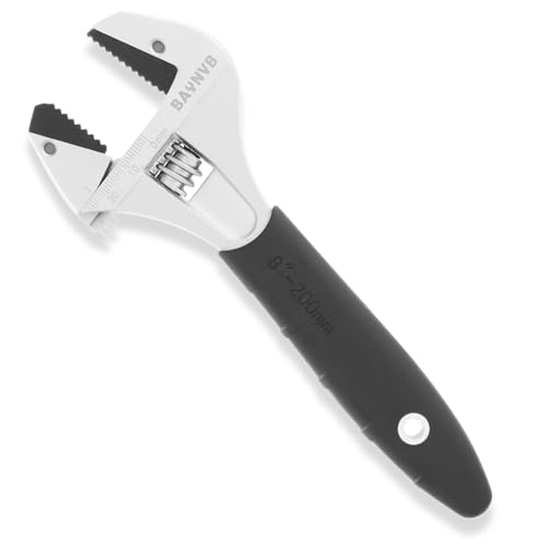 Adjustable Wrench 8 inch with Serrated Self-tightening Jaw, 25mm Wide Jaw Opening Wrench for Plumbing, Automotive, DIY - size: 8 Inch