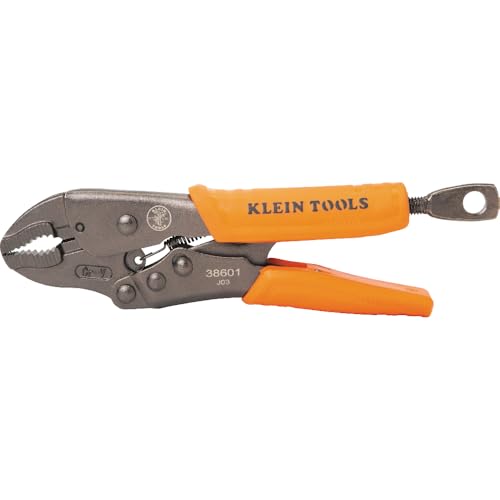 Klein Tools 38601 Curved Jaw Locking Pliers with Quick Release Handles, Intuitive Thumb Knob, High Torque, Mole Grips for Clamping and Gripping, 7-Inch - size: 7-Inch