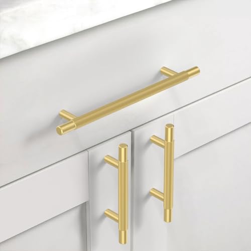 Asidrama 10 Pack 6.3 Inch(160mm) Brushed Gold Knurled Kitchen Cabinet Handles, Cabinet Pulls Kitchen Cabinet Hardware for Cupboard Drawer Pulls - color: Brushed Gold, size: 6.3" Hole Center