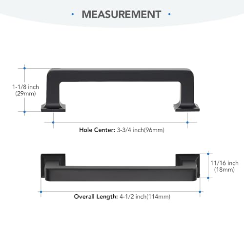 HOME EDIT Matte Black Cabinet Handles Zinc Pulls 3-3/4 Inch 5 Pack - color: Matte Black, size: 3-3/4 inches Hole Center