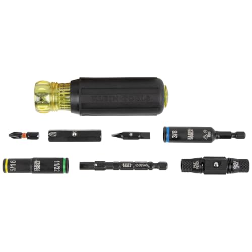 Klein Tools 32528HD KNECT 10-in-1 Impact-Rated Driver, Multi-Bit Screwdriver/Nut Driver with Deep-Well Flip Socket Sizes for Plumbing and HVAC - size: 10-in-1