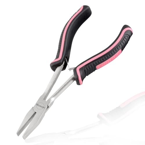 Long Reach Flat Nose Pliers Smooth Jaws for Jewelry Making, 6 Inches Duck bill Pliers Small Jewelry Pliers for Wire Bending Straightening, Working In Tight Spaces, Pink Tool for Women - style: Flat Nose Pliers