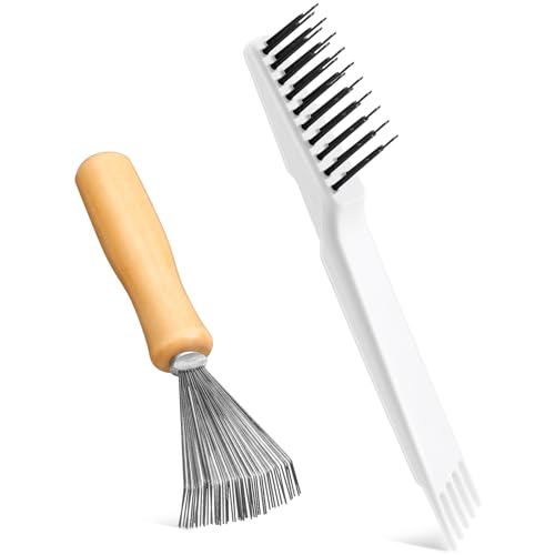 Boao 2 Pack Hair Brush Cleaner,White,Wood Color,Polished Wooden Handle Rake - color: White, Wood Color, style: Polished Wooden Handle Rake