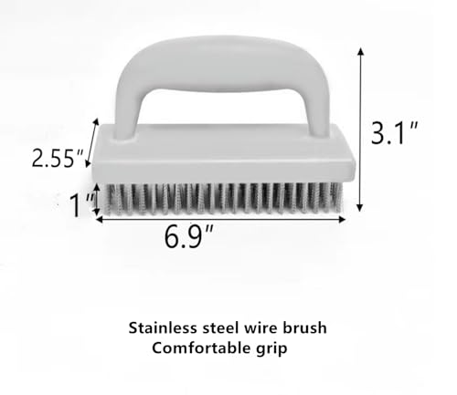 Large Heavy Duty Rust Removal Brush Stainless Steel Wire Brush 2-piece Set, 6.9 "X 2.5" Size, with Plastic Comfortable Grip, Used for Cleaning, Scraping slag, dust, Dirt and Paint scrubbing