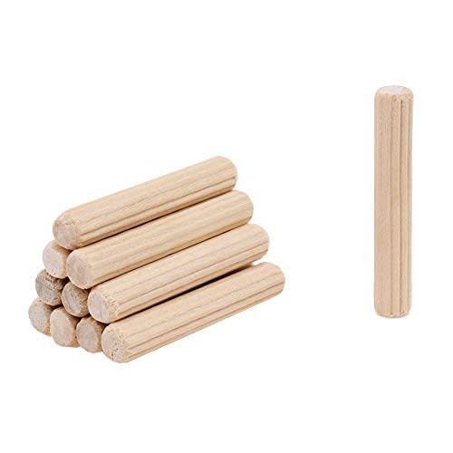 100 Pack 1/4" Wood Dowel Pins Grooved Hardwood Dowels for Furniture Joinery | Straight Grooved Wooden Dowels for Strong Wood Joints, Cabinet Making, Furniture Repair and DIY Woodworking Jig Projects
