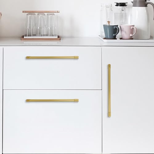 10 Pack 10 Inch(256mm) Brushed Brass Kitchen Cabinet Handles Knurled Cabinet Pulls Gold Drawer Pulls Cabinet Hardware Kitchen Handles Drawer Pulls Dresser Handles - color: Brushed Brass, size: 10" Hole Center