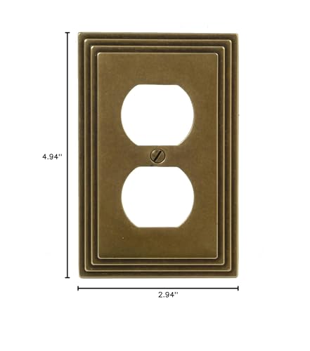 Amerelle Steps Single Duplex Cast Metal Wallplate in Rustic Brass Cast - color: Rustic Brass, size: 1 Duplex