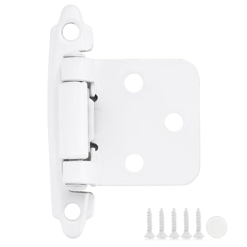 4 Pack 2 Pair White Cabinet Hinges, 1/2" Overlay Semi-Concealed Hinges - color: White, size: 1/2" Overlay