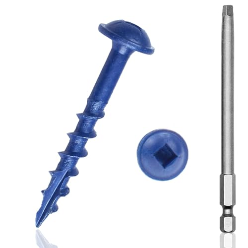 #8×1 Inch Pocket Hole Screws,500 Pcs,Exterior Wood Screws for Wood Working with Blue Coated,Square Drive Head… - size: #8×1 Inch