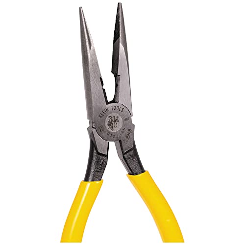Klein Tools D203-8N Needle Nose Pliers and Wire Stripper, Long Nose Side Cutters with Wire Striping Hole, Heavy Duty Alligator Pliers, 8-Inch - style: Side Cutting/Wire Stripping