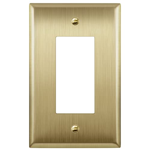LIDER Switch, Receptacle Metal Wall Plate, Mid-Size 1-Gang, Brushed Brass - color: Brushed Brass, size: 1 Gang