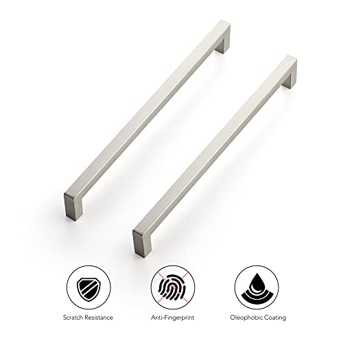 Ravinte Brushed Nickel Square Cabinet Handles & Pulls 10 Inch 10 Pack - size: 10-1/2 in (10 in Hole Center)