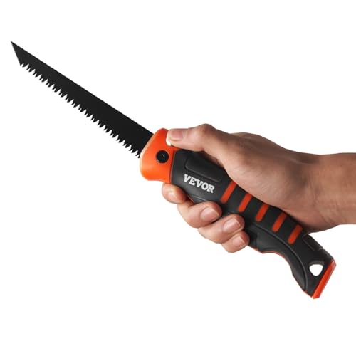 VEVOR Folding Jab Saw, 5 in Foldable Keyhole Saw with Soft Grip Handle, Folding Drywall Hacksaw with Triple Ground Teeth and Sharp Tip, for Drywall, Wood, PVC Pipes, Thin Sheets, Wall Panels - size: 5 inch