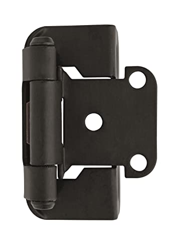 Amerock 1 Pair 1/2" Overlay Matte Black Partial Wrap Cabinet Hinge - color: Matte Black, size: 1/2 Inch (13 mm) Overlay