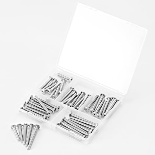 M5 x 30mm 35mm 40mm 45mm 50mm Flat Round Head Hex Socket Cap Screws Bolts, Furniture Screws, 304 Stainless Steel, Allen Hex Drive, Metric Fully Threaded, Bright Finish, Assortment Kit 50PCS - size: M5 x 30/35/40/45/50mm (50PCS)