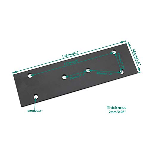 4 Pack Flat Straight Brace Brackets,ULIFESTAR Stainless Steel Mending Bracket Plate Metal Shelf Support Fixing Joining Plate for Furniture,Wood,Shelves,Cabinet with Screws Black (48x169mm/1.9x6.7'') - size: 48 x 169 x 2 mm