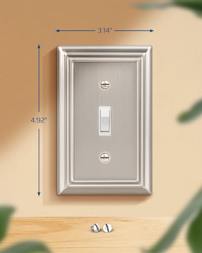 DEWENWILS Metal Wall Plate, Single Toggle Switch Cover, Brushed Nickel - color: Brushed Nickel, size: 1 Toggle 4PK