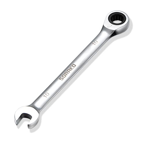 SORAKO 10mm Ratcheting Combination Wrench, Chrome Vanadium Steel Gear Wrench, Industrial Grade Cr-V Steel Gear Spanner, Household Garage Tools(10mm/Metric) - style: 1-10mm Metric
