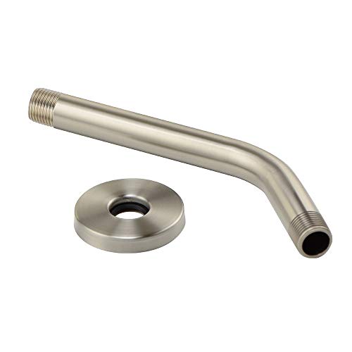 Purelux Shower Arm 8 Inches Universal Replacement Made of Stainless Steel, Brushed Nickel Finish Flange Included - color: Brushed Nickel, size: 8 Inches