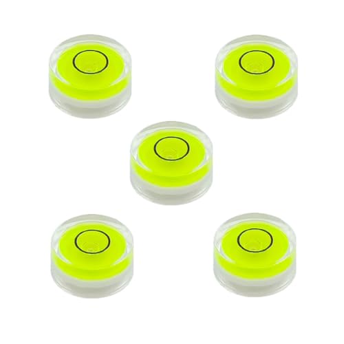 5Pcs Small Circular Bubble Levels with Double Sided Adhesive Bottom Mini Little Stick-on Bubble Spirit Level Measuring Layout Tools Levels (15x8mm) - size: 15x8mm