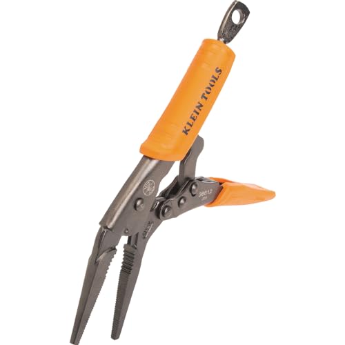 Klein Tools 38612 Long Nose Locking Pliers with Quick Release Handles, Ideal for Tight Spaces, High Torque and Gripping Power, 9-Inch - style: 9-In Long Nose
