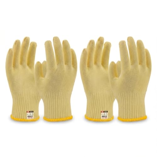 Heavy Duty Aramid Cut Resistant Gloves, Industrial Safety Mitts for Metal Stamping, Steel Manufacturing, Oven Baking & Fireplace - Elastic Cuff, Wear Resistant(L, 2 Pairs) - size: 2pcs-Large, style: Aramid