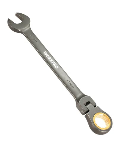 WORKPRO 17 mm Flex-Head Ratcheting Combination Wrench, Nickel Plating - size: 17 mm, style: Nickel Plating