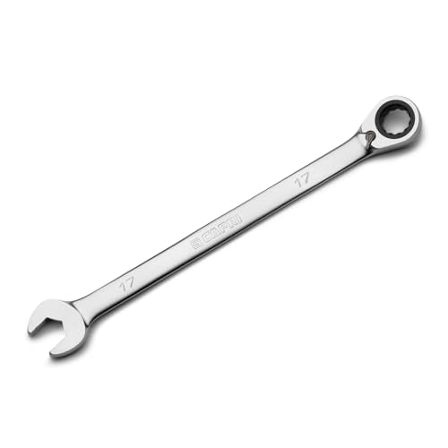 Capri Tools 17 mm 120-Tooth Ultra-Smooth Reversible Ratcheting Combination Wrench, XL Long Series, Metric, 12-Point - size: 17 mm