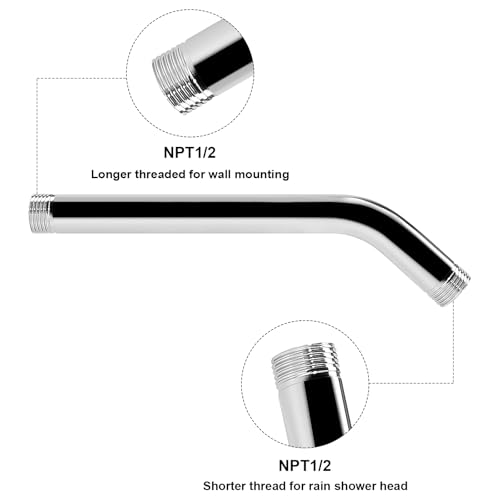 NearMoon Shower Arm with Flange, Made of 304 Stainless Steel Shower Extension Extender Pipe, Wall-Mounted for Fixed Bathroom Showerhead, Never Rust (10 Inch, Chrome Finish) - color: Chrome Finish, size: 10 Inch