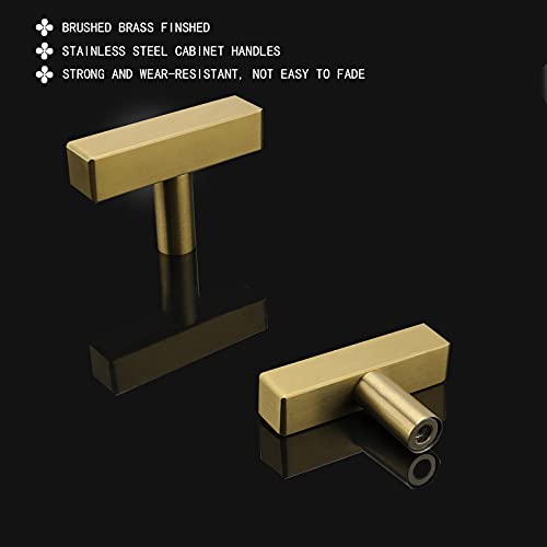 Goldenwarm 10 Pack Gold Cabinet Knobs Brushed Brass Kitchen Pulls - color: Gold, size: Single Hole Center
