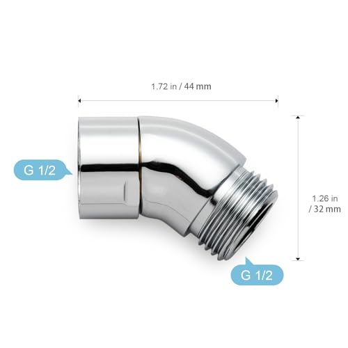 OFFO Shower Head Elbow Adapter, All Metal Handheld Shower Head Elbow Adapter Shower Arm Angle Adapter 135 Degrees, Chrome - color: Chrome, size: 135°, style: 135°