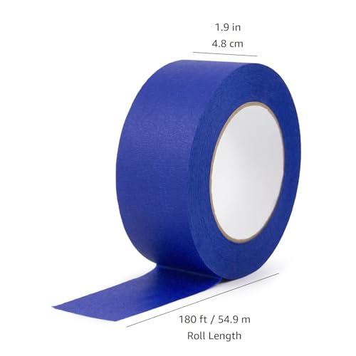 Amazon Basics Blue Painters Tape, Protects Surfaces, Removes Easily, No Residue, 1.88" x 60-Yard, 6 Rolls